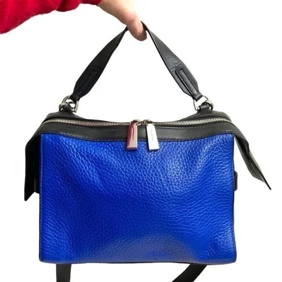 Michael kors blue and black leather Ingrid two way bag rare